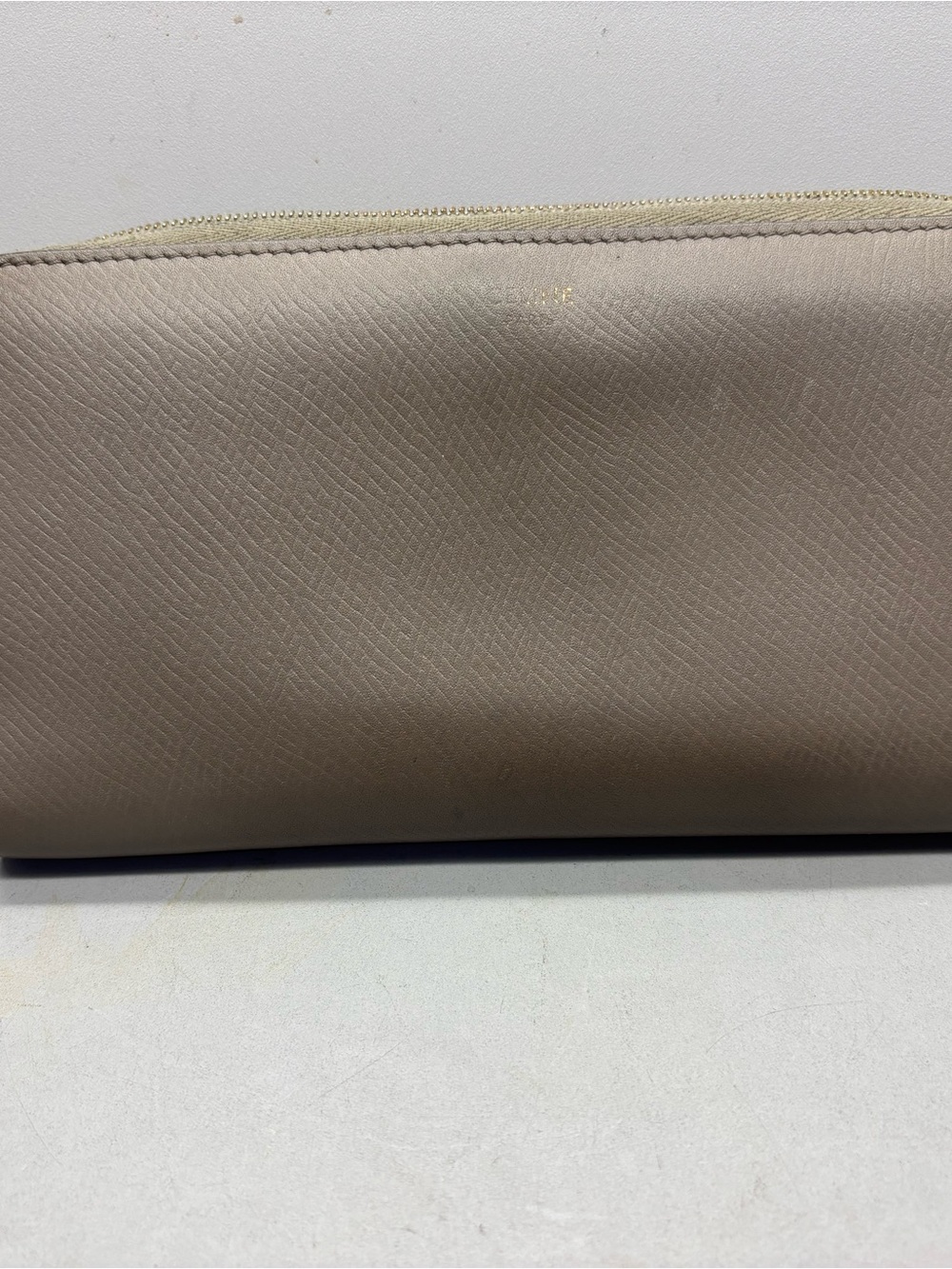 Celine Paris leather zip around wallet gray